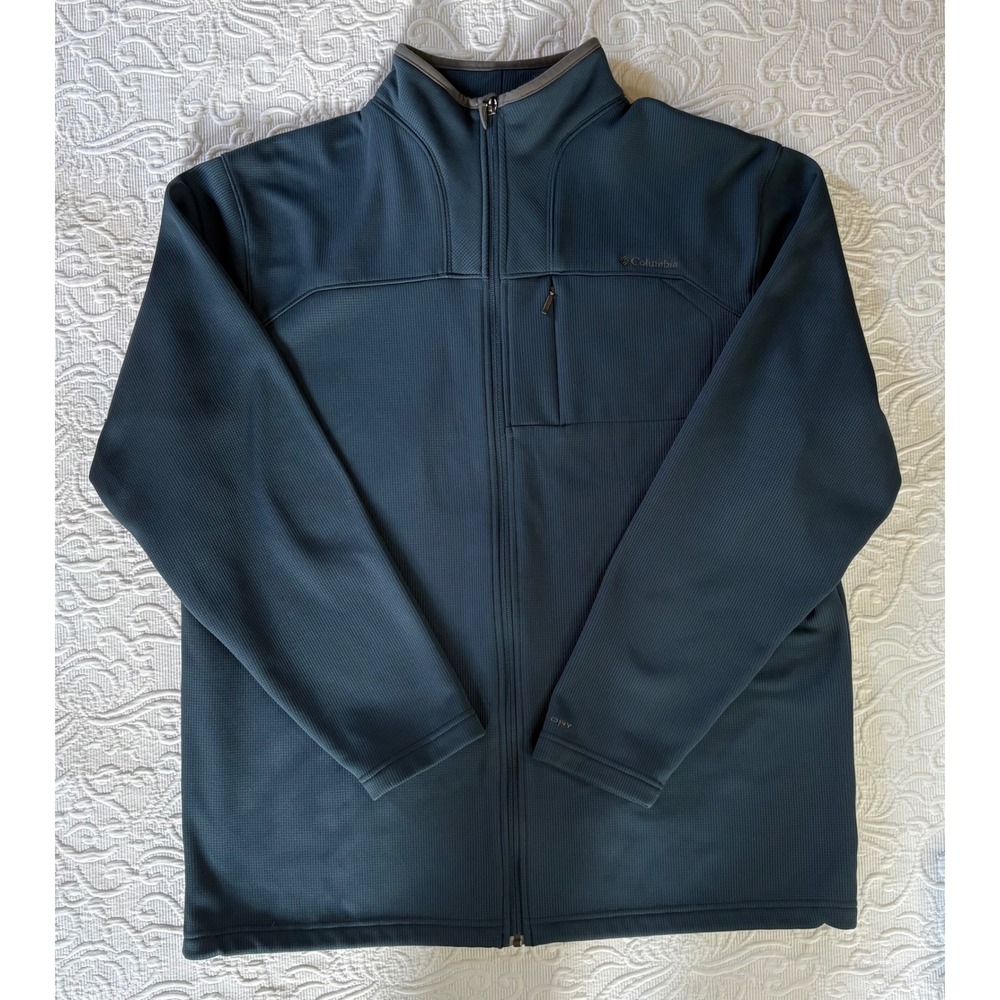 Columbia Omni-Dry Mens Full Zip Waffle Grid Fleece Jacket Blue XM 6303 Size XL